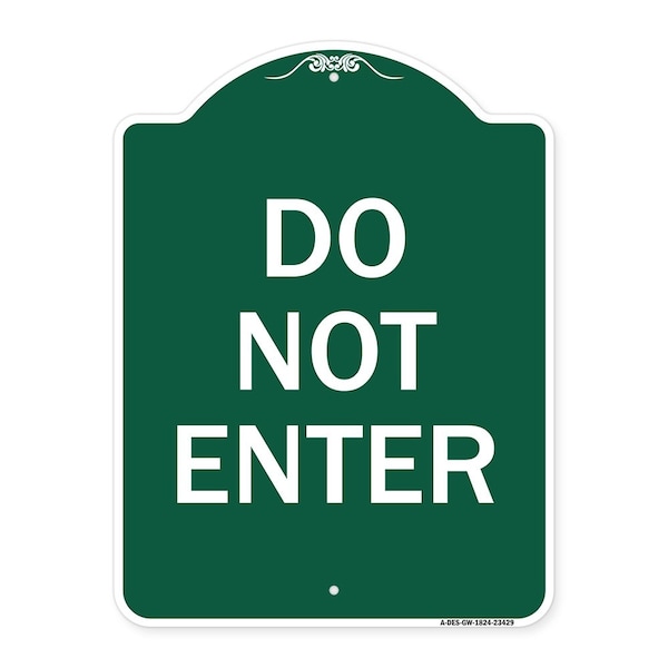 Signmission Designer Series Parking Lot Do Not Enter, Green & White Aluminum Sign, 18" x 24", GW-1824-23429 A-DES-GW-1824-23429 - main